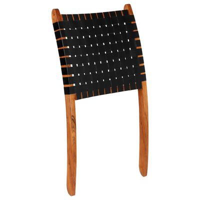 vidaXL Sklopiva stolica od prave kože crna