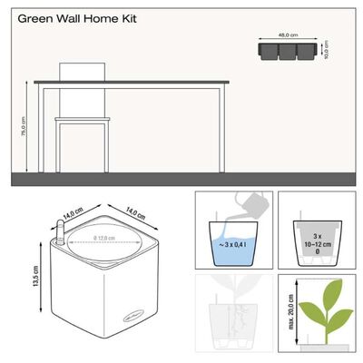 LECHUZA posude za sadnju 3 kom Green Wall Home Kit boja škriljevca