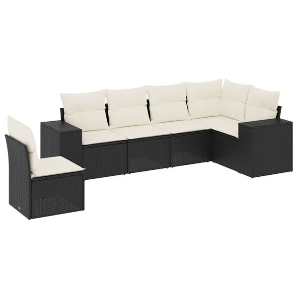 vidaXL 6-dijelni set vrtnih sofa s jastucima crni od poliratana