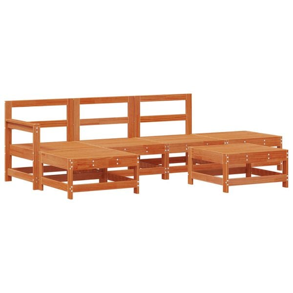 vidaXL Set lounge namje&scaron;taja za vrt 6 pcs Vosak Smeđa Masivna borovina