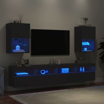 vidaXL TV ormarići s LED svjetlima 2 kom crni 40,5 x 30 x 60 cm