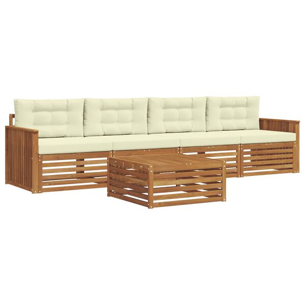 vidaXL Set vanjskih sofa s jastukom 5 pcs Prirodna i krem