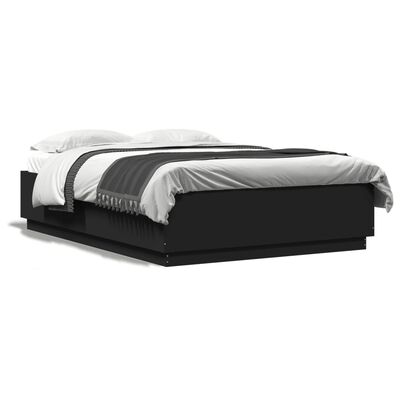 vidaXL Okvir za krevet s LED svjetlima crni 120 x 200 cm drveni