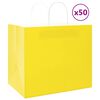 vidaXL Papirnate vrećice 50 kom s ručkama žute 32x22x28 cm