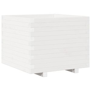 vidaXL Vrtna sadilica bijela 60x60x49,5 cm od masivne borovine