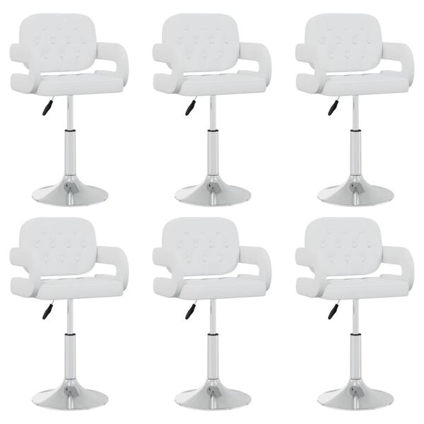vidaXL Okretne blagovaonske stolice od umjetne kože 6 kom bijele