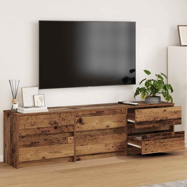 vidaXL TV Jedinice 2 pcs Staro drvo 180 x 34 x 50 cm Konstruirano drvo