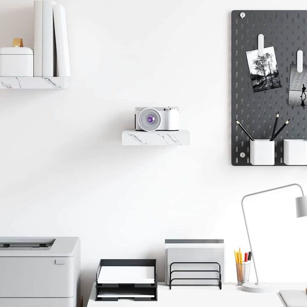 vidaXL Polica na zidu Bijeli mramor 23 x 23,5 x 4 cm Konstruirano drvo