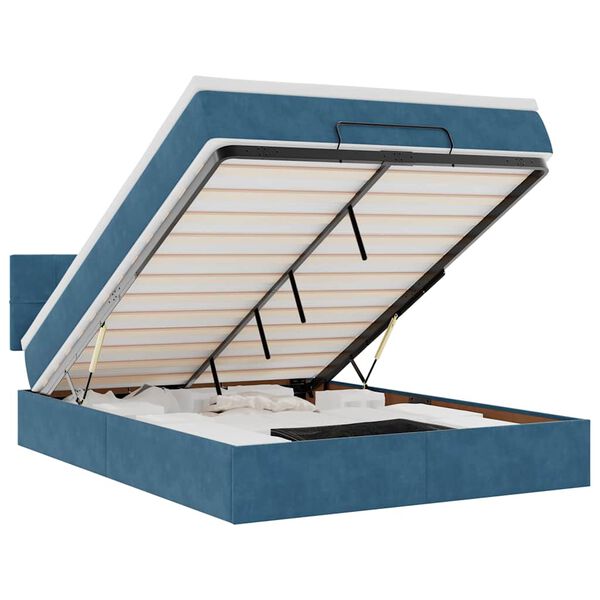 vidaXL Otomanski krevet s madracem&LED tamnoplavi 140x190cm bar&scaron;unasti