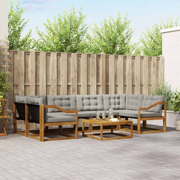 vidaXL Set vanjskih sofa s jastukom 7 pcs Prirodna i svijetlo siva