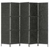 vidaXL Sobna pregrada s 5 panela crna 193 x 160 cm od vodenog zumbula