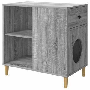 vidaXL Mačja Kuća Siva Sonoma 72 x 42,5 x 70 cm Konstruirano drvo