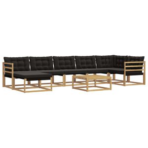 vidaXL Set vanjskih sofa 8 kom. Bijela i crna Čvrsto drvo akacije