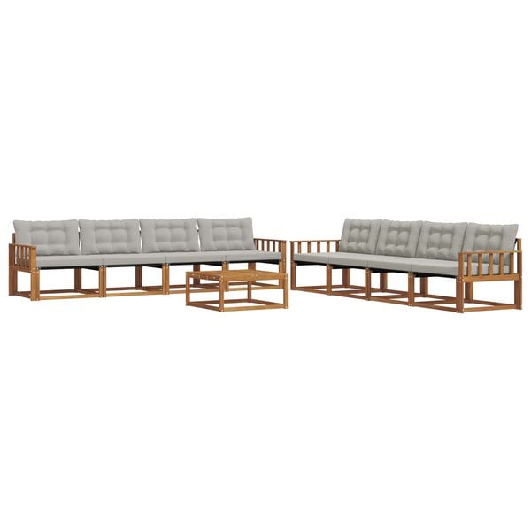 vidaXL Set vanjskih sofa s jastukom 9 pcs Prirodna i svijetlo siva