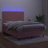 vidaXL Krevet box spring s madracem LED ružičasti 140x200cm bar&scaron;unasti