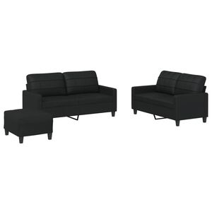 vidaXL 3-dijelni set sofa s jastucima crni od umjetne kože