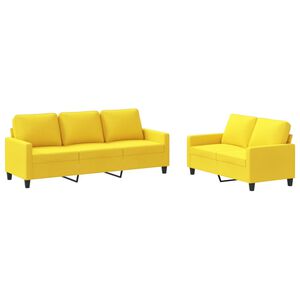 vidaXL 2-dijelni set sofa s jastucima svjetložuti od tkanine