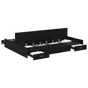 vidaXL Krevet s ladicama Crni hrast 140 x 190 cm Konstruirano drvo