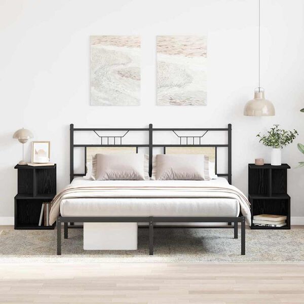 vidaXL Noćni ormar 2 pcs Crni hrast 35 x 35 x 55 cm Konstruirano drvo