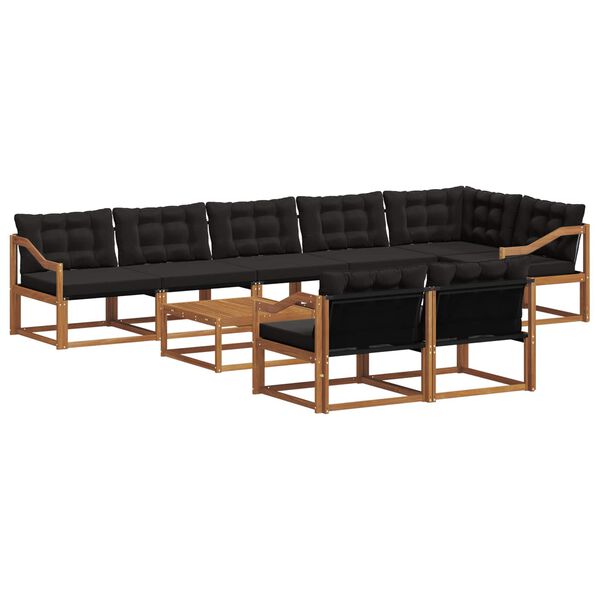 vidaXL Set vanjskih sofa s jastukom 9 pcs Prirodna i crna