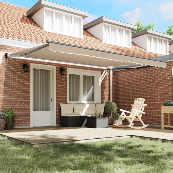 vidaXL Nadstre&scaron;nica Bež 450 x 300 x 165 cm Poliester i metal