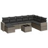 vidaXL 9-dijelni set vrtnih sofa od poliratana s jastucima sivi