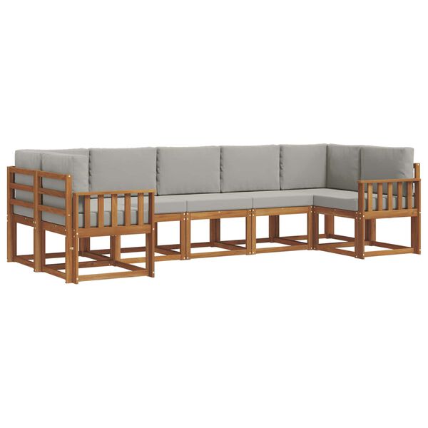 vidaXL Set vanjskih sofa s jastukom 7 pcs Prirodna i svijetlo siva