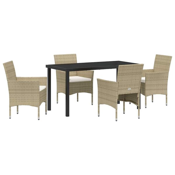 vidaXL Vrtni set za objed s jastukom 5 pcs Bež poliratan