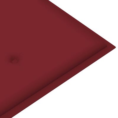vidaXL Vrtna klupa s jastukom boje vina 112 cm od masivne tikovine