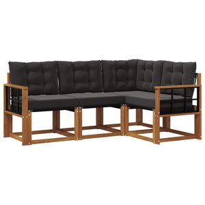 vidaXL Set vanjskih sofa s jastukom 4 pcs Prirodna i crna