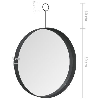 vidaXL Viseće ogledalo s kukom crno 30 cm