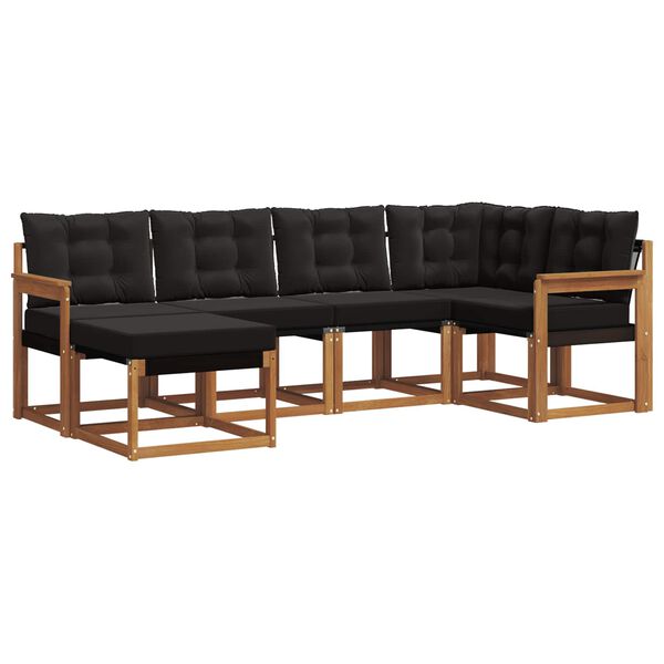 vidaXL Set vanjskih sofa s jastukom 6 pcs Prirodna i crna
