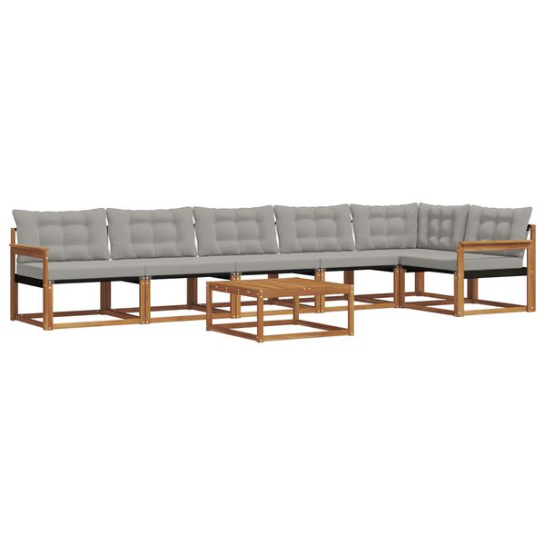 vidaXL Set vanjskih sofa s jastukom 7 pcs Prirodna i svijetlo siva