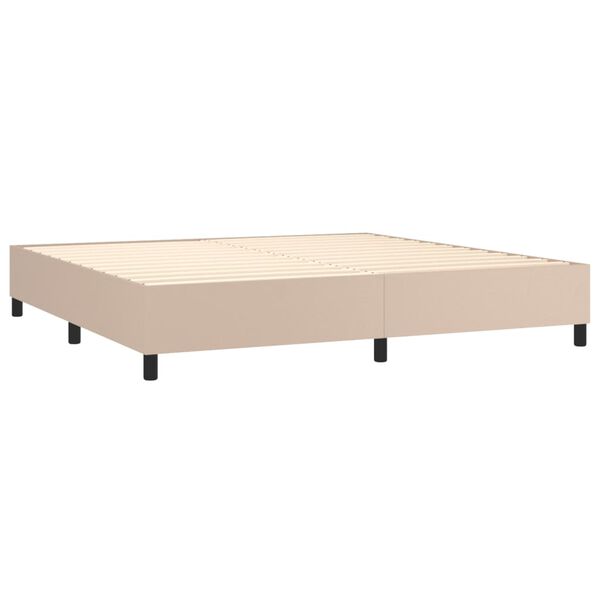 vidaXL Krevet box spring s madracem cappuccino 200x200cm umjetna koža