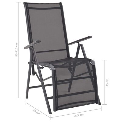 vidaXL Vrtna podesiva stolica aluminijum i tekstilen crna