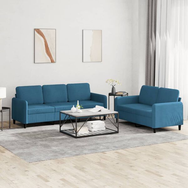vidaXL 2-dijelni set sofa plavi bar&scaron;unasti