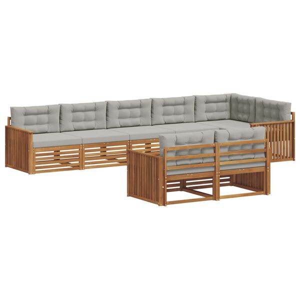 vidaXL Set vanjskih sofa s jastukom 8 pcs Prirodna i svijetlo siva