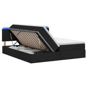 vidaXL LED krevet za pohranu s madracem Crna 200 x 200 cm Tkanina