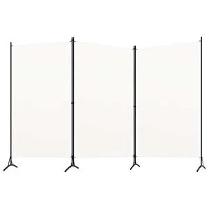 vidaXL Sobna pregrada s 3 panela bijela 260 x 180 cm od tkanine