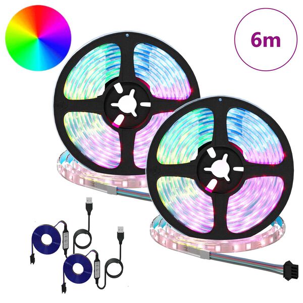 vidaXL LED traka 2 pcs Crna i prozirna 3000 mm Bakar i plastika