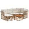 vidaXL Set vanjskih sofa 7 pcs Prirodna i krema bijela Poliester