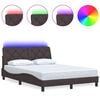 vidaXL Okvir za krevet s LED rasvjetom bez madraca tamnosmeđi 140x190 cm tkanina