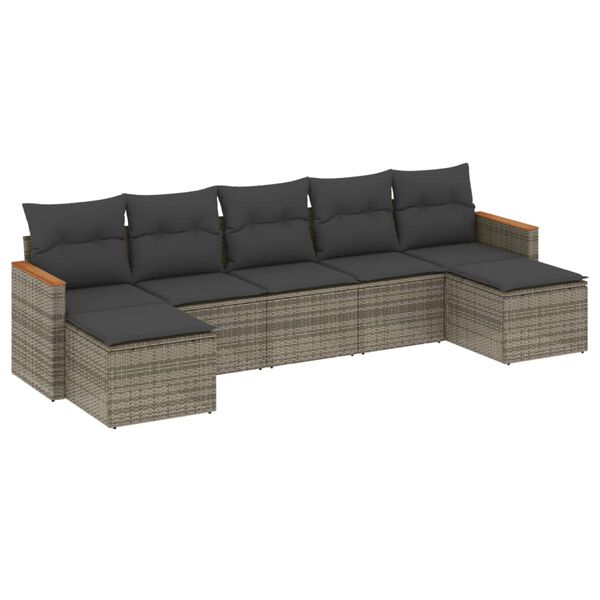 vidaXL 7-dijelni set vrtnih sofa sivi od poliratana