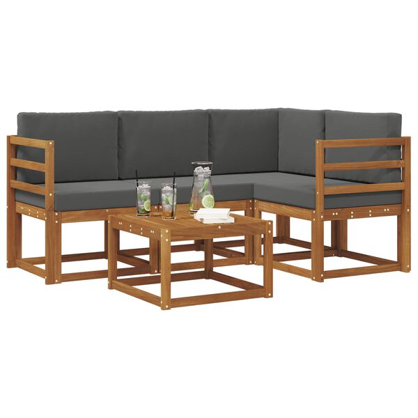 vidaXL Set vanjskih sofa s jastukom 5 pcs Prirodna i antracit