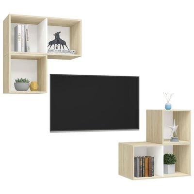 vidaXL 4-dijelni set TV ormarića bijeli i boja hrasta od iverice