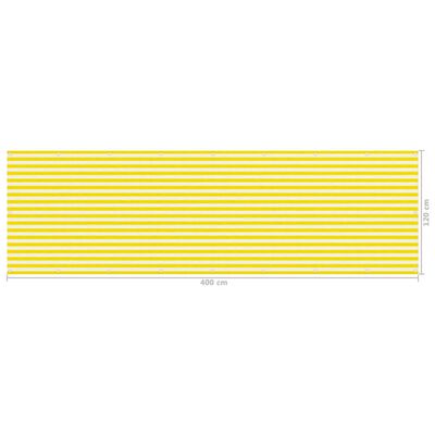 vidaXL Balkonski zastor žuto-bijeli 120 x 400 cm HDPE