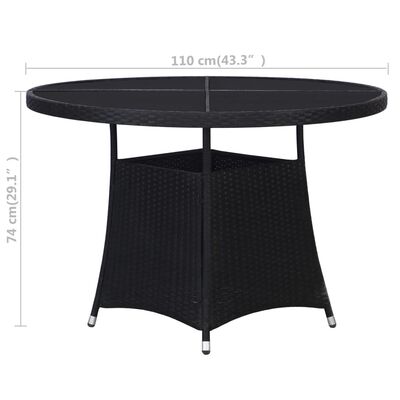vidaXL Vrtni stol crni 110 x 74 cm od poliratana