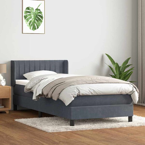 vidaXL Box spring krevet s madracem tamnosivi 90x220 cm bar&scaron;unasti