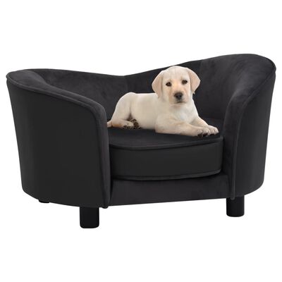 vidaXL Sofa za pse crna 69 x 49 x 40 cm od pliša i umjetne kože