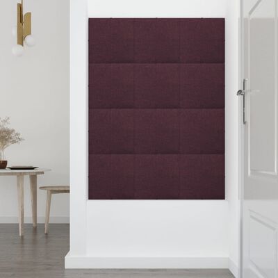 vidaXL Zidne ploče od tkanine 12 kom ljubičaste 30 x 30 cm 1,08 m²